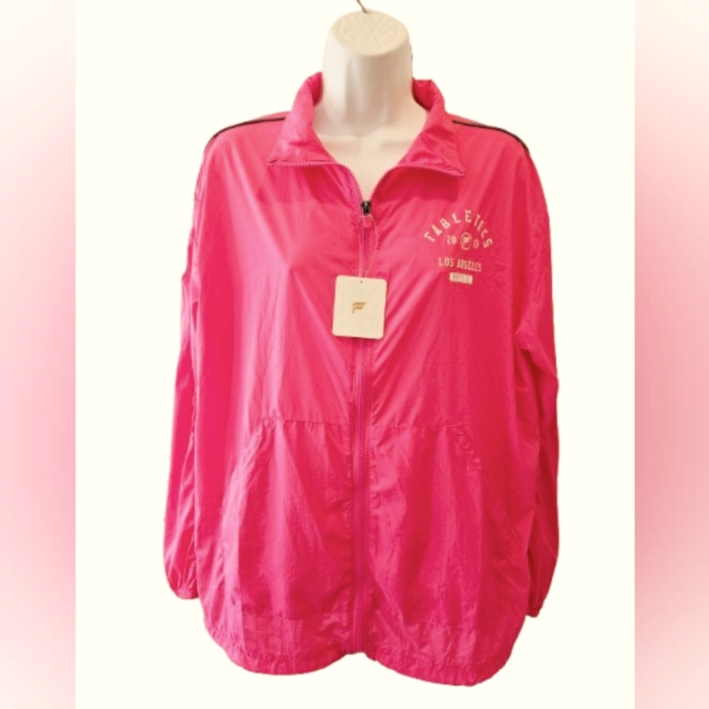 Hot Pink Windbreaker Jacket Athleisure Model Off Duty Y2K Sporty Chic Oversized - Picture 3 of 11